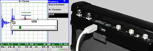 Режим связи ультразвукового дефектоскопа УД4-76 с компьютером через USB порт