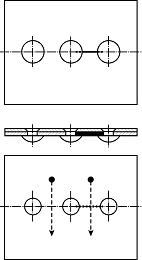 Схемы стандартного образца, имитирующие двухслойное заклепочное соединение с дефектом
