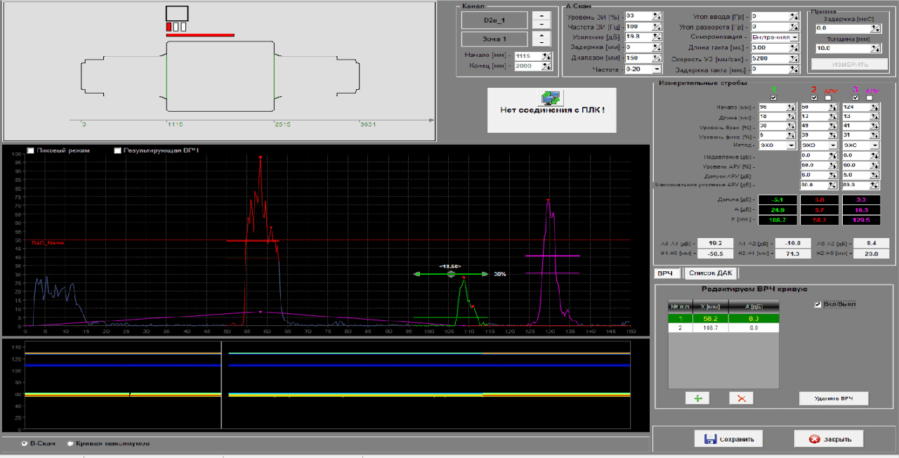 Ultrasonic channels setup program 