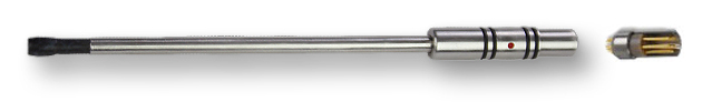 Динамические ВТП роторного типа, жёсткие (металлический корпус из нержавеющей стали) для контроля отверстий (угол наклона катушки к оси ВТП 90˚, дифференциальный не экранированный/экранированный)