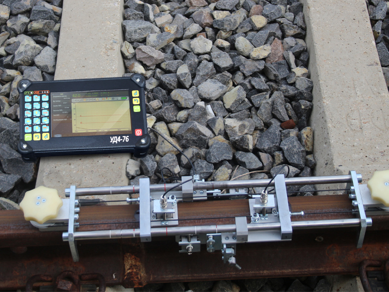 Неразрушающий контроль рельсов комплектом из сканера USR-01 и ультразвукового дефектоскопа УД4-76