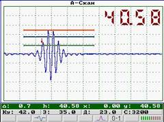 А-скан ультразвукового дефектоскопа УД4-76