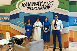 OKOndt GROUP specialists and the CEO (second from the left) at the Railway Interchange 2025 exhibition in the USA